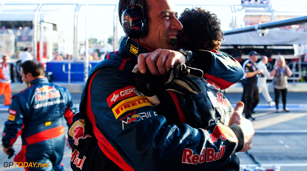 141015510KR171_Australian_F
MELBOURNE, AUSTRALIA - MARCH 18:  Daniel Ricciardo of Australia and Scuderia Toro Rosso is congratulated after finishing ninth during the Australian Formula One Grand Prix at the Albert Park circuit on March 18, 2012 in Melbourne, Australia.  (Photo by Peter Fox/Getty Images) *** Local Caption *** Daniel Ricciardo
Australian F1 Grand Prix - Race
Peter Fox
Melbourne
Australia

Formula One Racing F1