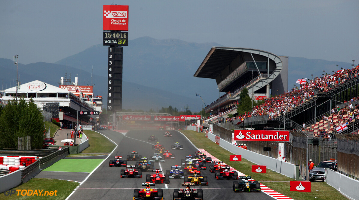 2012 GP2 Series.  Round 4.
Circuit de Catalunya, Barcelona, Spain. 12th May. 
Saturday Race.
James Calado (GBR, Lotus GP) leads the field into turn one on the opening lap of the race. Action.  
World Copyright: Daniel Kalisz/GP2 Media Service. 
Ref: Digital Image IMG_0127.jpg










RoundFour
