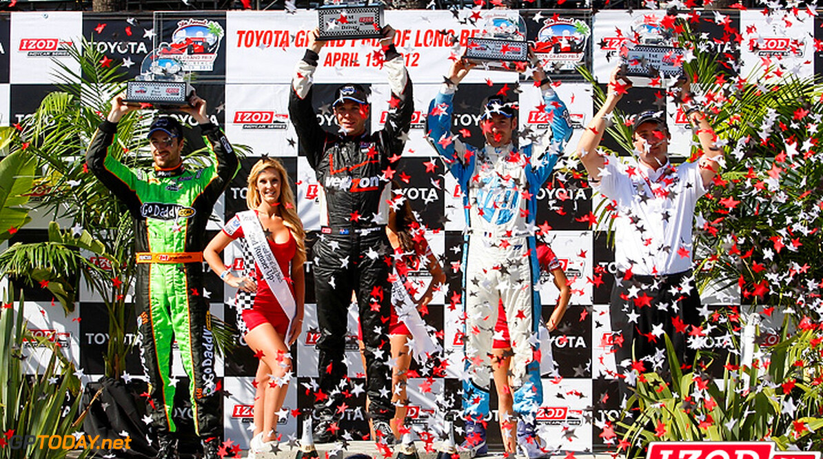 2012 IndyCar Long Beach
13-15 April, 2012, Long Beach, California, USA.(l-r) James Hinchcliffe (3rd), Will Power (1st), Simon Pagenaud (2nd) and Penske Racing representative Tim Cindric.(c)2012, Lesley Ann Miller.LAT Photo USA.IMAGE COURTESY OF INDYCAR FOR EDITORIAL USAGE ONLY.  MANDATORY CREDIT: "INDYCAR/LAT USA"

(c)2012
Long Beach


James Hinchcliffe Will Power Simon Pagenaud Tim Cindric 2012 IndyCar Long Beach