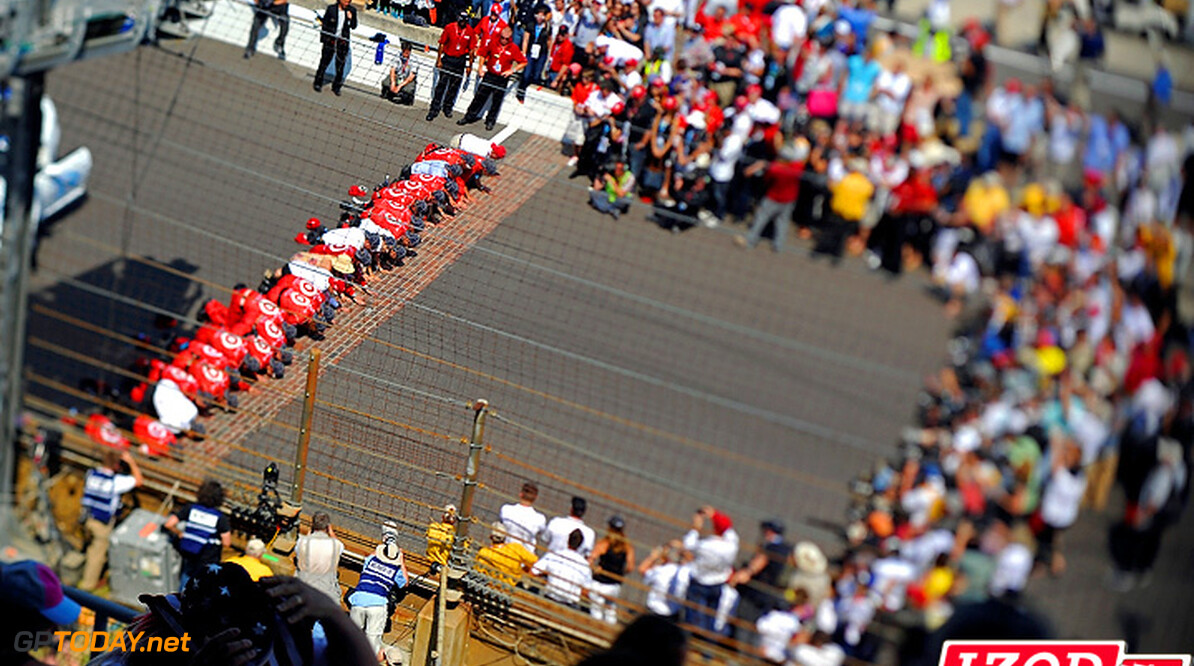 2012 IndyCar Indy 500 Race
27 May, 2012, Indianapolis, Indiana, USA.Dario Franchitti (#50) and team kiss the bricks. (Image capture with a tilt/shift lens).(c)2012, F. Peirce Williams.LAT Photo USA.IMAGE COURTESY OF INDYCAR FOR EDITORIAL USAGE ONLY.  MANDATORY CREDIT: "INDYCAR/LAT USA"





Dario Franchitti crew kiss bricks celebration 2012 IndyCar Indy 500 Race