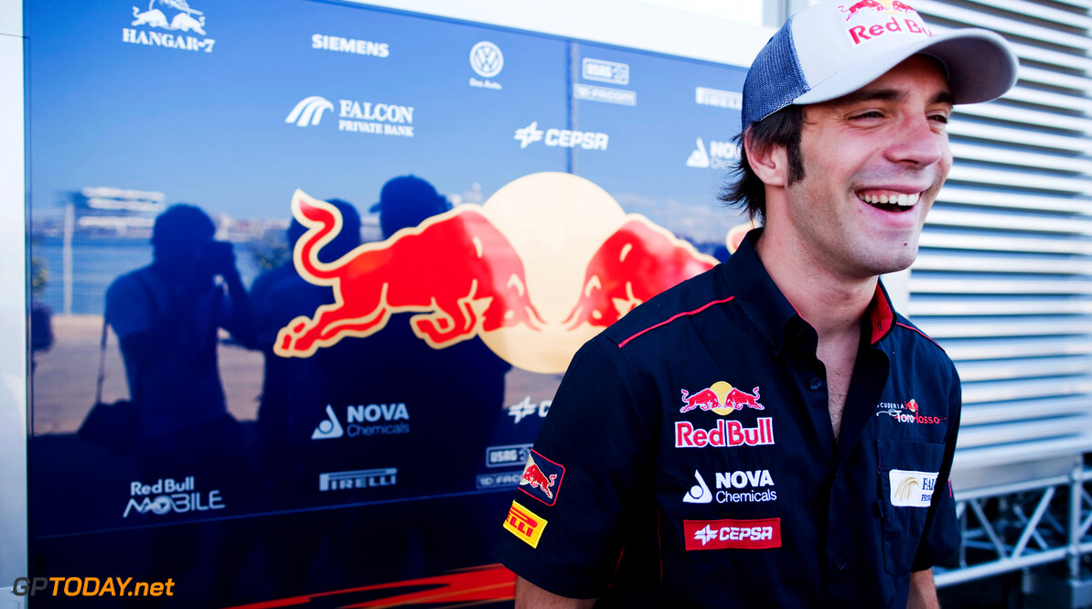 141017621KR107_European_F1_
VALENCIA, SPAIN - JUNE 21:  Jean-Eric Vergne of France and Scuderia Toro Rosso is interviewed by the media during previews to the European Grand Prix at the Valencia Street Circuit on June 21, 2012 in Valencia, Spain.  (Photo by Peter Fox/Getty Images) *** Local Caption *** Jean-Eric Vergne
European F1 Grand Prix - Previews
Peter Fox
Valencia
Spain

Formula One Racing F1