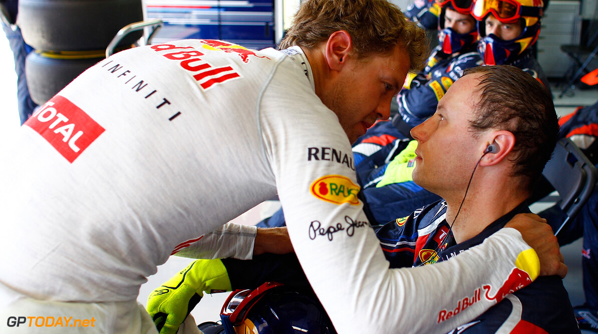 141017634VR056_European_F1_
VALENCIA, SPAIN - JUNE 24:  Sebastian Vettel of Germany and Red Bull Racing gives a hug to his mechanic after he retired during the European Grand Prix at the Valencia Street Circuit on June 24, 2012 in Valencia, Spain.  (Photo by Vladimir Rys/Getty Images)
European F1 Grand Prix - Race
Vladimir Rys
Valencia
Spain

Formula One Racing F1