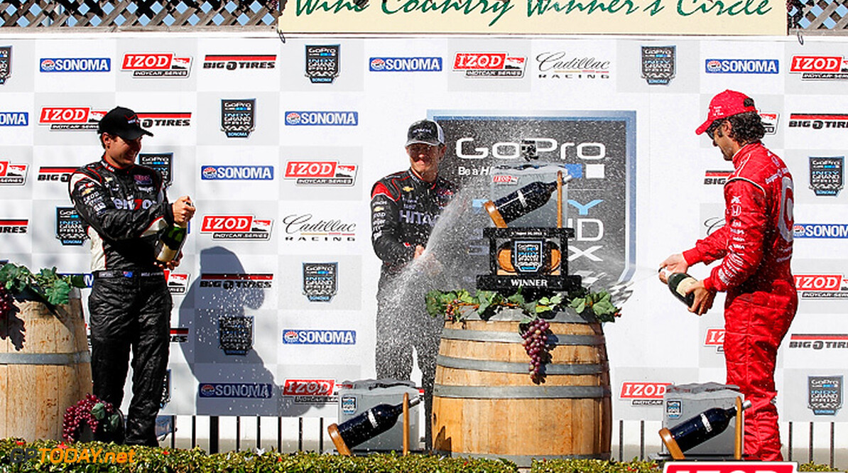 2012 IndyCar Sonoma Priority
24-26 August, 2012, Sonoma, California, USA.Ryan Briscoe, Will Power and Dario Franchitti celebrate with champagne on the podium..(c)2012, Phillip Abbott.LAT Photo USA.IMAGE COURTESY OF INDYCAR FOR EDITORIAL USAGE ONLY.  MANDATORY CREDIT: "INDYCAR/LAT USA"

Phillip Abbott



Ryan Briscoe Will Power Dario Franchitti victory lane champagne 2012 IndyCar Sonoma