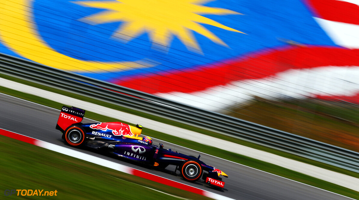 163375680KR00003_F1_Grand_P
KUALA LUMPUR, MALAYSIA - MARCH 22:  Mark Webber of Australia and Infiniti Red Bull Racing drives during practice for the Malaysian Formula One Grand Prix at the Sepang Circuit on March 22, 2013 in Kuala Lumpur, Malaysia.  (Photo by Clive Mason/Getty Images) *** Local Caption *** Mark Webber
F1 Grand Prix of Malaysia - Practice
Clive Mason
Kuala Lumpur
Malaysia

Formula One Racing formula 1 Auto Racing Malaysia F1 Grand Prix Malaysian Formula One Grand Pri Formula One Grand Prix