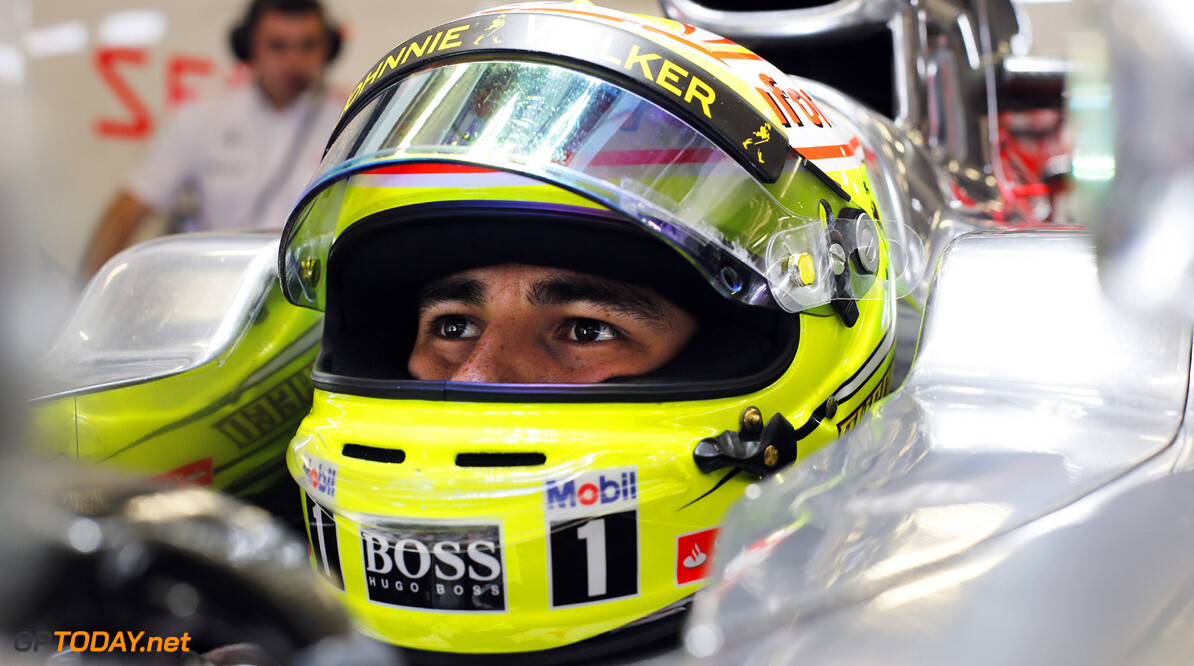Sergio Perez in his car