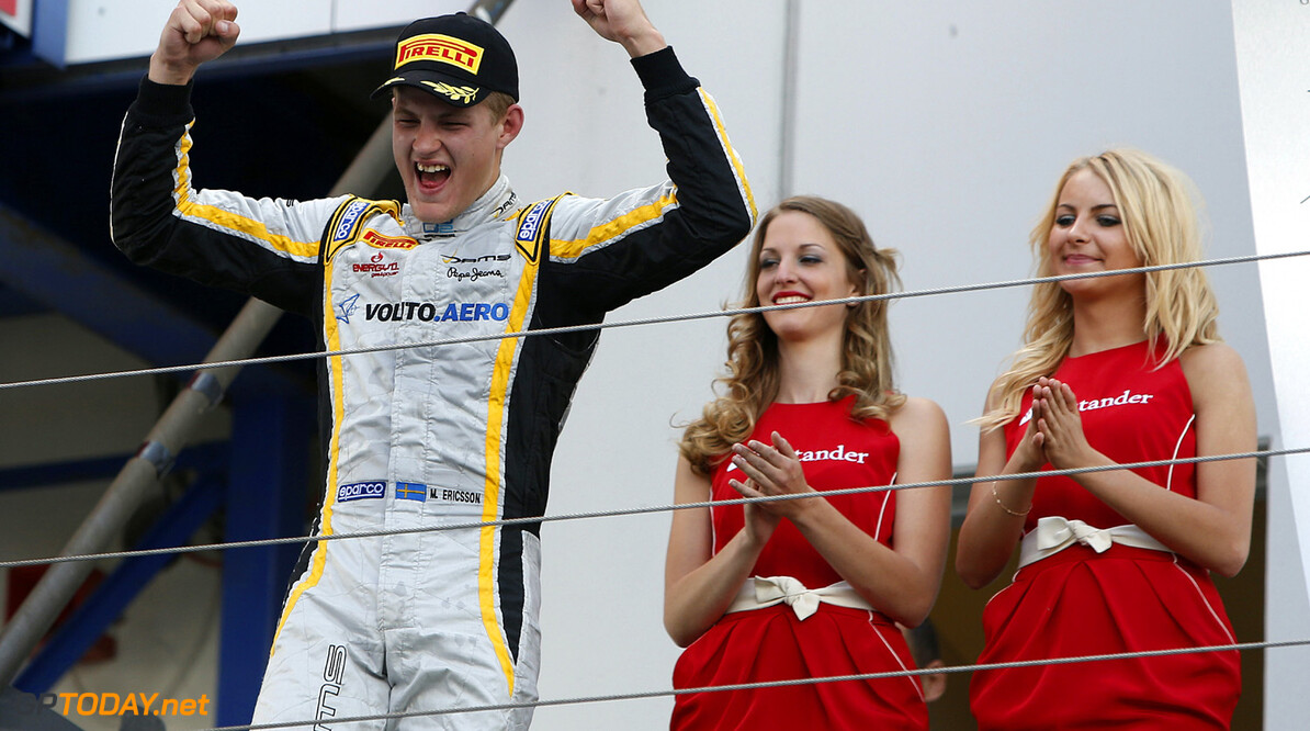 2013 GP2 Series. Round 6. 
Nurburgring, Germany.  6th July 2013. 
Saturday Race.
Marcus Ericsson (SWE, Dams) celebrates his victory.
World Copyright: Alastair Staley/GP2 Series Media Service.
Ref: _R6T6880