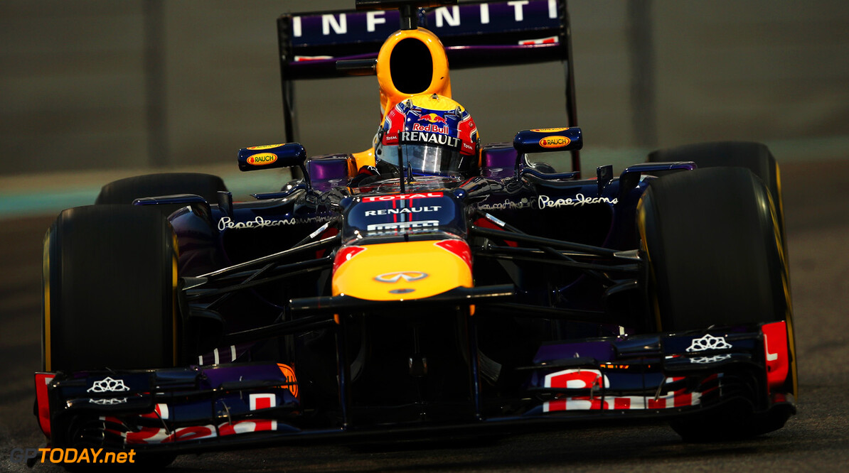166989337XX00132_F1_Grand_P
ABU DHABI, UNITED ARAB EMIRATES - NOVEMBER 02:  Mark Webber of Australia and Infiniti Red Bull Racing drives during qualifying for the Abu Dhabi Formula One Grand Prix at the Yas Marina Circuit on November 2, 2013 in Abu Dhabi, United Arab Emirates.  (Photo by Mark Thompson/Getty Images) *** Local Caption *** Mark Webber
F1 Grand Prix of Abu Dhabi - Qualifying
Mark Thompson
Abu Dhabi
United Arab Emirates