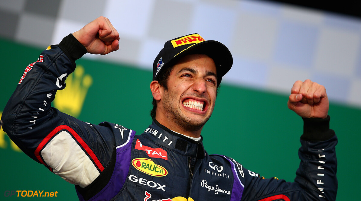 477191467KR00143_Australian
MELBOURNE, AUSTRALIA - MARCH 16:  Daniel Ricciardo of Australia and Infiniti Red Bull Racing celebrates on the podium after finishing second during the Australian Formula One Grand Prix at Albert Park on March 16, 2014 in Melbourne, Australia.  (Photo by Clive Mason/Getty Images) *** Local Caption *** Daniel Ricciardo
Australian F1 Grand Prix - Race
Clive Mason
Melbourne
Australia

Formula One Racing formula 1 Auto Racing Formula 1 Australian Grand Prix Australian Formula One Grand Prix Formula One Grand Prix Australia F1 Grand Prix