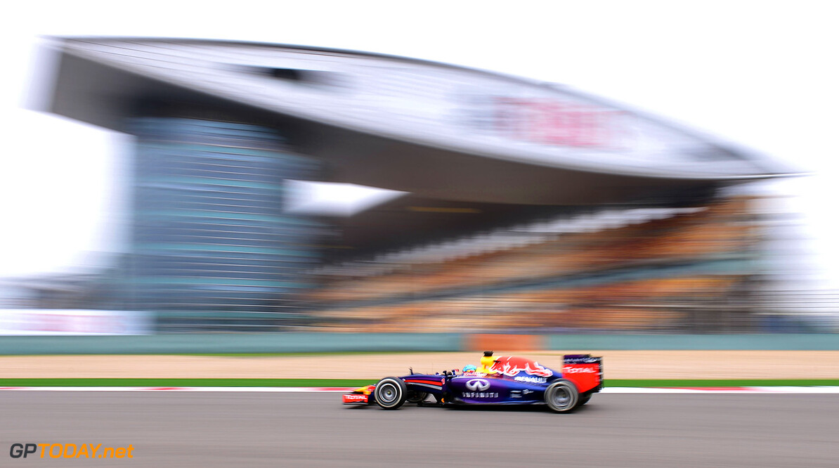 SHANGHAI, CHINA - APRIL 18:  Sebastian Vettel of Germany and Infiniti Red Bull Racing drives during practice ahead of the Chinese Formula One Grand Prix at the Shanghai International Circuit on April 18, 2014 in Shanghai, China.  (Photo by Lars Baron/Getty Images) *** Local Caption *** Sebastian Vettel
F1 Grand Prix of China - Practice
Lars Baron
Shanghai
China

Formula One Racing formula 1 Auto Racing Formula 1 Grand Prix of China Chinese Formula One Grand Prix Formula One Grand Prix