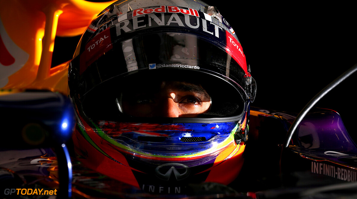 NORTHAMPTON, ENGLAND - JULY 08:  Daniel Ricciardo of Australia and Infiniti Red Bull Racing sits in his car in the garage during day one of testing at Silverstone Circuit on July 8, 2014 in Northampton, England.  (Photo by Mark Thompson/Getty Images) *** Local Caption *** Daniel Ricciardo
F1 Testing At Silverstone - Day One
Mark Thompson
Northampton
United Kingdom

Formula One Racing formula 1 Auto Racing Formula One Grand Prix Silverstone Circuit British GP British Formula One Grand Prix