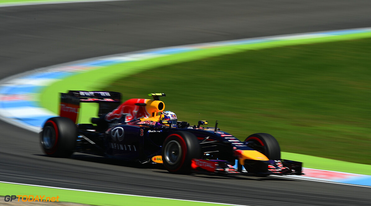 HOCKENHEIM, GERMANY - JULY 18:  Daniel Ricciardo of Australia and Infiniti Red Bull Racing drives during practice ahead of the German Grand Prix at Hockenheimring on July 18, 2014 in Hockenheim, Germany.  (Photo by Christopher Lee/Getty Images) *** Local Caption *** Daniel Ricciardo
F1 Grand Prix of Germany - Practice
Christopher Lee
Hockenheim
Germany

Formula One Racing formula 1 Auto Racing Formula One Grand Prix german grand prix German Formula One Grand Prix