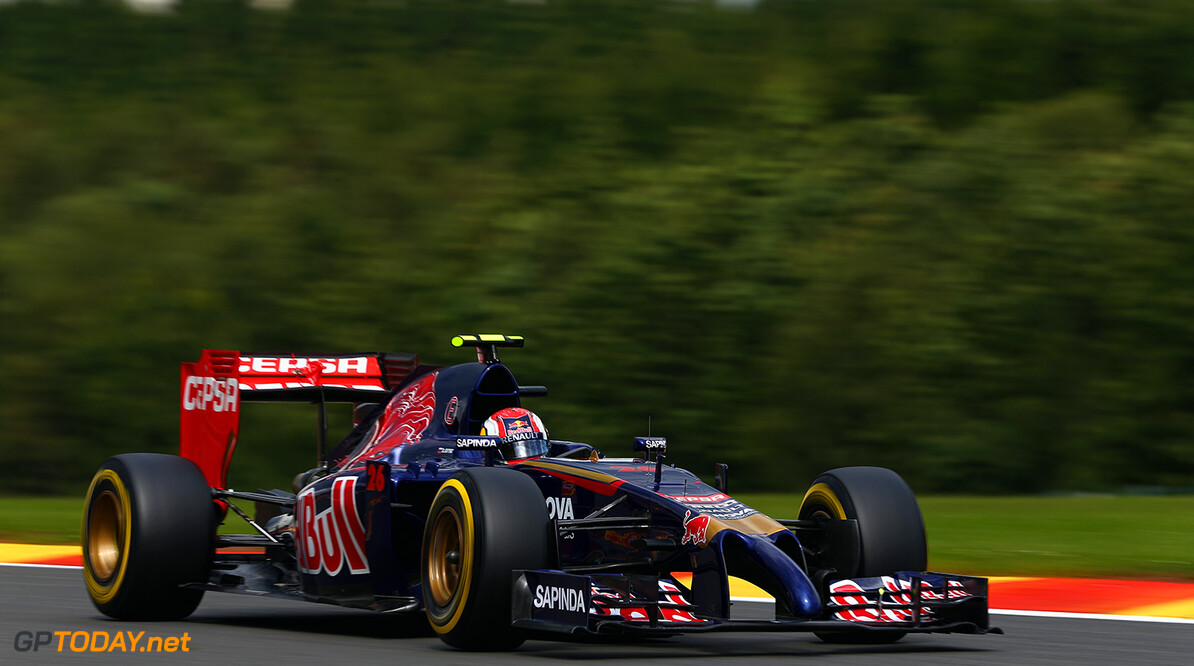 SPA, BELGIUM - AUGUST 22:  Daniil Kvyat of Russia and Scuderia Toro Rosso drives during practice ahead of the Belgian Grand Prix at Circuit de Spa-Francorchamps on August 22, 2014 in Spa, Belgium.  (Photo by Clive Mason/Getty Images) *** Local Caption *** Daniil Kvyat
F1 Grand Prix of Belgium - Practice
Clive Mason
Spa
Belgium

Formula One Racing formula 1 Auto Racing Formula One Grand Prix Belgium Grand Prix Belgian Formula One Grand Prix
