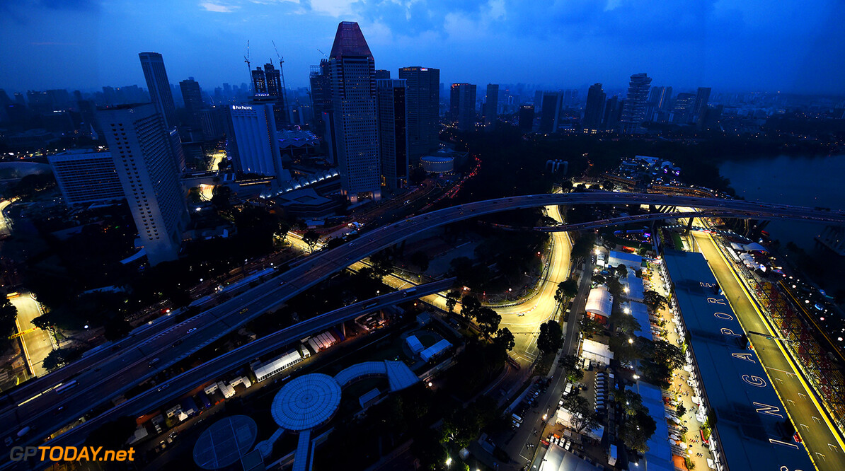 SINGAPORE - SEPTEMBER 19:  A general view of the circuit during practice ahead of the Singapore Formula One Grand Prix at Marina Bay Street Circuit on September 19, 2014 in Singapore, Singapore.  (Photo by Lars Baron/Getty Images)
F1 Grand Prix of Singapore - Practice
Lars Baron
Singapore
Singapore

Formula One Racing formula 1 Auto Racing Formula One Grand Prix Marina Bay Street Circuit Singapore Grand Prix