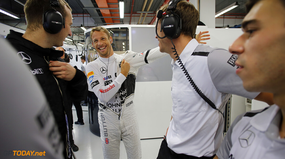 Jenson Button in the garage.

Steven Tee