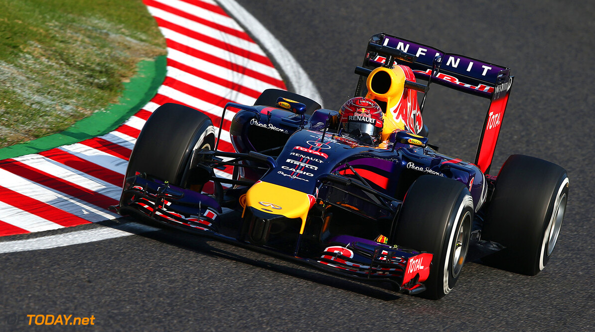 SUZUKA, JAPAN - OCTOBER 03:  Sebastian Vettel of Germany and Infiniti Red Bull Racing drives during practice for the Japanese Formula One Grand Prix at Suzuka Circuit on October 3, 2014 in Suzuka, Japan.  (Photo by Mark Thompson/Getty Images) *** Local Caption *** Sebastian Vettel
F1 Grand Prix of Japan - Practice
Mark Thompson
Suzuka
Japan