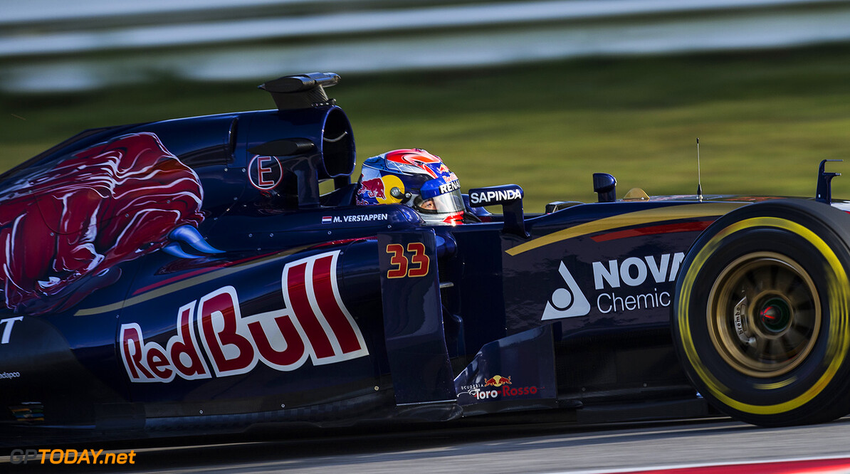 Max Verstappen of Netherlands and Scuderia Toro Rosso drives the STR10 in Misano, Italy on January 28th, 2015 // Samo Vidic/Red Bull Content Pool // P-20150131-00035 // Usage for editorial use only // Please go to www.redbullcontentpool.com for further information. // 
Max Verstappen - Action

Misano Adriatico
Italy

P-20150131-00035