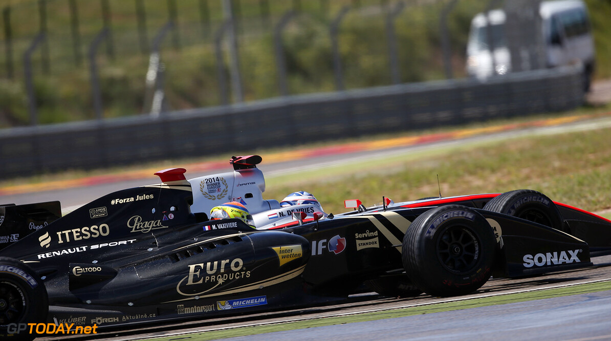 01 DE_VRIES Nyck (NED) Dams (FRA) action 09 VAXIVIERE Matthieu (FRA) Lotus (CZE) action during the 2015 World Series by Renault from April 24th to 26th 2015, at Motorland Aragon, Spain. Photo Jean Michel Le Meur / DPPI.
AUTO - WSR MOTORLAND ARAGON 2015
Jean Michel Le Meur
Alcaniz
Spain

2015 Auto Car CHAMPIONNAT ESPAGNE Europe FORMULA RENAULT FORMULES FR FR 3.5 MONOPLACE Motorsport Race RENAULT SPORT series Sport UNIPLACE VOITURES WORLD WORLD SERIES BY RENAULT WSR 2.0