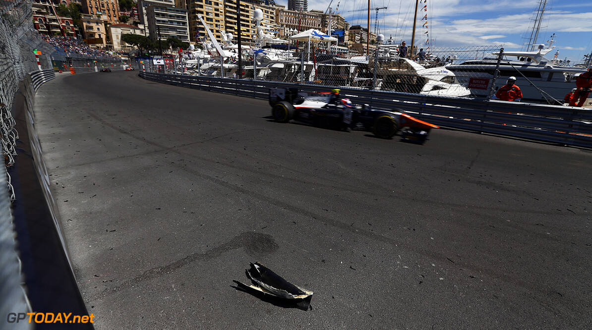 2015 GP2 Series Round 3 - Monte Carlo, Monaco.
Friday 22 May 2015.
Debris on track as Rene Binder (AUT, Trident) passes 
Photo: Sam Bloxham/GP2 Series Media Service.
ref: Digital Image _SBL0353

Sam Bloxham



Race One feature portrait
