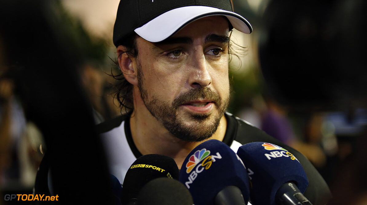 Fernando Alonso, talks with the media.