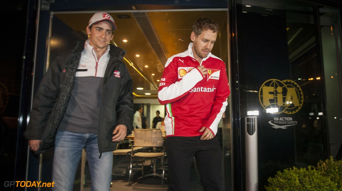 160302RF26628
BARCELONA, SPAIN - 2 MARCH 2016: #5 Sebastian Vettel (DEU), Scuderia Ferrari, (R) and #21 Esteban Gutierrez (MEX), Haas F1 Team, (L)during day 6 of Formula 1's Pre-Season Test at Circuit de Barcelona-Catalunya.
Formula 1's Pre-Season Test
Ronald Fleurbaaij
Barcelona
Spain

Sport Sports Autosport Motorsports Auto Car Racewagen Race Car Formule 1 Formula 1 F1 FIA Formula One World Championship Spain Spanje Circuit de Barcelona-Catalunya Pre-Season Test