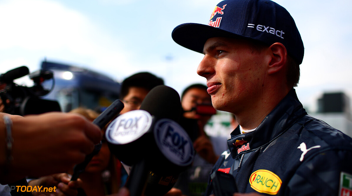 MONTMELO, SPAIN - MAY 18:  Max Verstappen of Netherlands and Red Bull Racing speaks with members of the media after day two of formula one testing at Circuit de Catalunya on May 18, 2016 in Montmelo, Spain.  (Photo by Dan Istitene/Getty Images) // Getty Images / Red Bull Content Pool  // P-20160518-00723 // Usage for editorial use only // Please go to www.redbullcontentpool.com for further information. // 
F1 Testing In Barcelona
Dan Istitene

Spain

P-20160518-00723