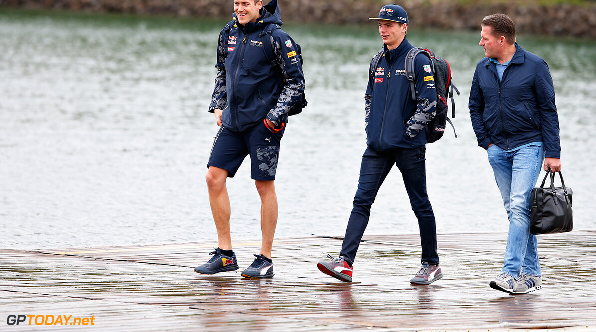 MONTREAL, QC - JUNE 09: Max Verstappen of Netherlands and Red Bull Racing arrives at the circuit with father, Jos Verstappen during previews to the Canadian Formula One Grand Prix at Circuit Gilles Villeneuve on June 9, 2016 in Montreal, Canada.  (Photo by Charles Coates/Getty Images) // Getty Images / Red Bull Content Pool  // P-20160609-00617 // Usage for editorial use only // Please go to www.redbullcontentpool.com for further information. // 
Canadian F1 Grand Prix - Previews
Charles Coates
Montreal (City)
Canada

P-20160609-00617