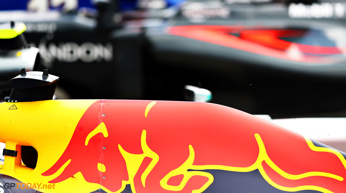 NORTHAMPTON, ENGLAND - JULY 10:  The car of Daniel Ricciardo of Australia and Red Bull Racing parked in parc ferme during the Formula One Grand Prix of Great Britain at Silverstone on July 10, 2016 in Northampton, England.  (Photo by Mark Thompson/Getty Images) // Getty Images / Red Bull Content Pool  // P-20160710-01301 // Usage for editorial use only // Please go to www.redbullcontentpool.com for further information. // 
F1 Grand Prix of Great Britain
Mark Thompson
Silverstone
United Kingdom

P-20160710-01301