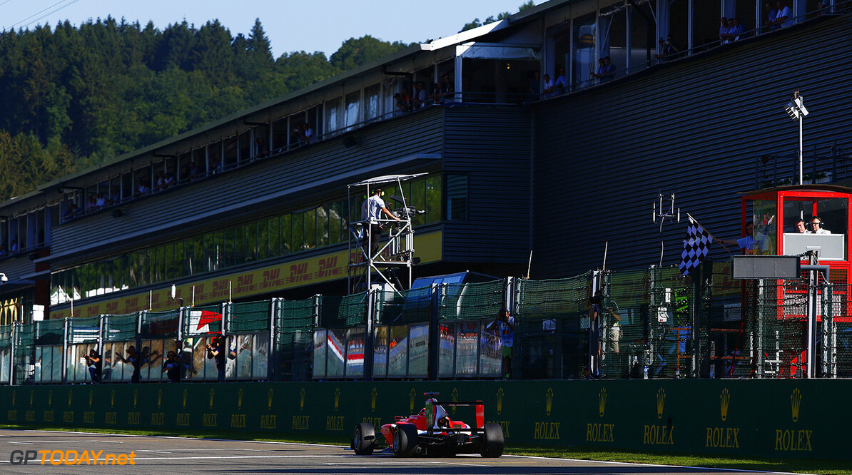 2016 GP3 Series Round 6. 
Spa-Francorchamps, Spa, Belgium.
Sunday 28 August 2016.
Jack Aitken (GBR, Arden International) takes the chequered flag. 
Photo: Zak Mauger/GP3 Series Media Service.
ref: Digital Image _X0W2800


Zak Mauger



Race Two 2 action