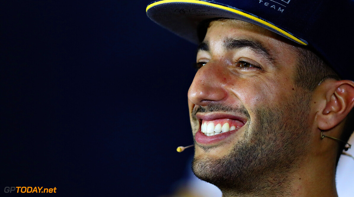 SINGAPORE - SEPTEMBER 15:  Daniel Ricciardo of Australia and Red Bull Racing in the Drivers Press Conference during previews ahead of the Formula One Grand Prix of Singapore at Marina Bay Street Circuit on September 15, 2016 in Singapore.  (Photo by Lars Baron/Getty Images) // Getty Images / Red Bull Content Pool  // P-20160915-00371 // Usage for editorial use only // Please go to www.redbullcontentpool.com for further information. // 
F1 Grand Prix of Singapore - Previews
Lars Baron
Singapore
Singapore

P-20160915-00371