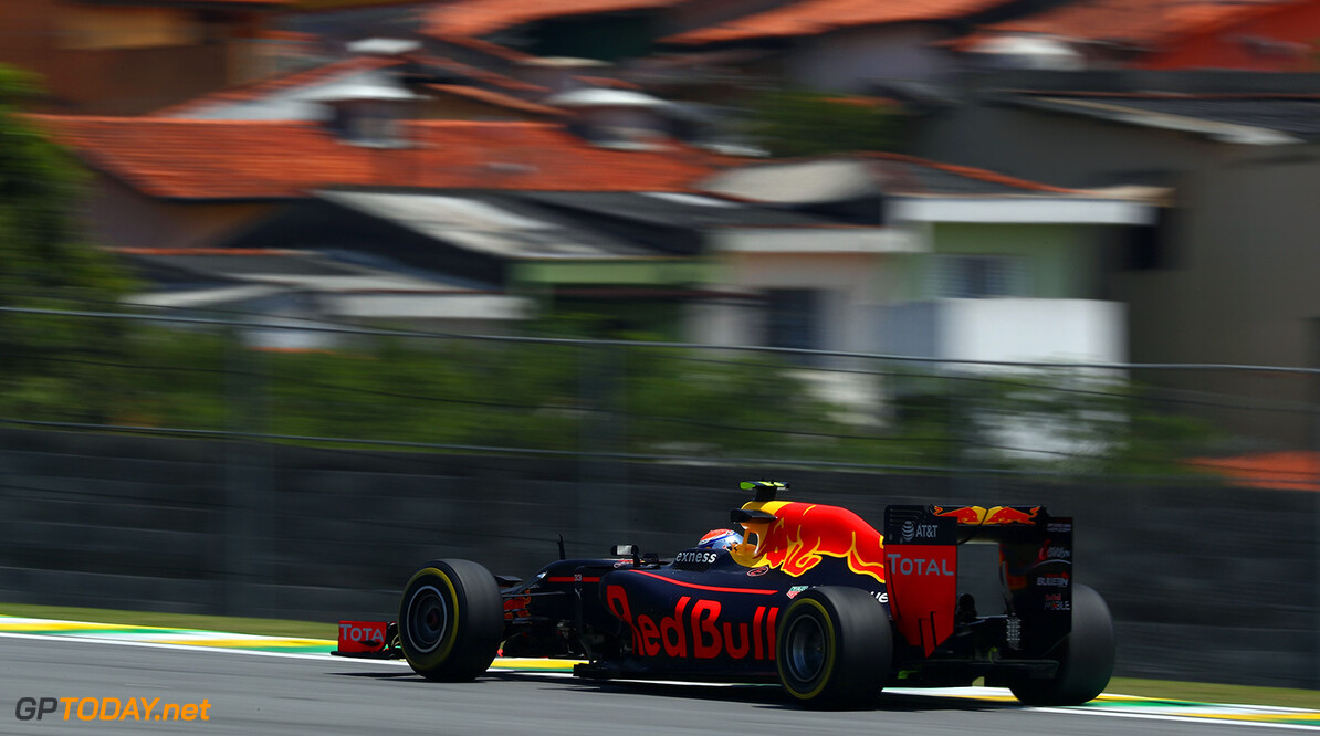 SAO PAULO, BRAZIL - NOVEMBER 11:  Max Verstappen of the Netherlands driving the (33) Red Bull Racing Red Bull-TAG Heuer RB12 TAG Heuer on track during practice for the Formula One Grand Prix of Brazil at Autodromo Jose Carlos Pace on November 11, 2016 in Sao Paulo, Brazil.  (Photo by Clive Mason/Getty Images) // Getty Images / Red Bull Content Pool  // P-20161111-01117 // Usage for editorial use only // Please go to www.redbullcontentpool.com for further information. // 
F1 Grand Prix of Brazil - Practice
Clive Mason
Sao Paulo
Brazil

P-20161111-01117