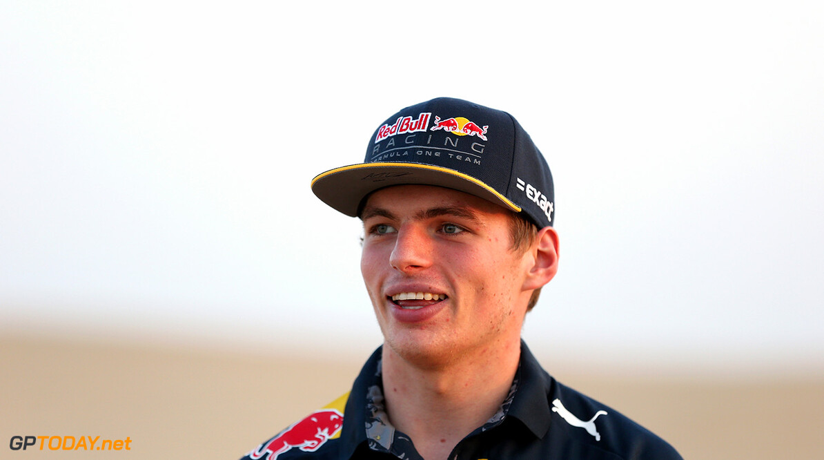 ABU DHABI, UNITED ARAB EMIRATES - NOVEMBER 23:  Max Verstappen of Netherlands and Red Bull Racing talks to the media during the Red Bull Racing Sunset Sands on November 23, 2016 in Abu Dhabi, United Arab Emirates.  (Photo by Francois Nel/Getty Images) // Getty Images / Red Bull Content Pool  // P-20161123-02153 // Usage for editorial use only // Please go to www.redbullcontentpool.com for further information. // 
Red Bull Racing Sunset Sands
Francois Nel
Abu Dhabi
United Arab Emirates

P-20161123-02153