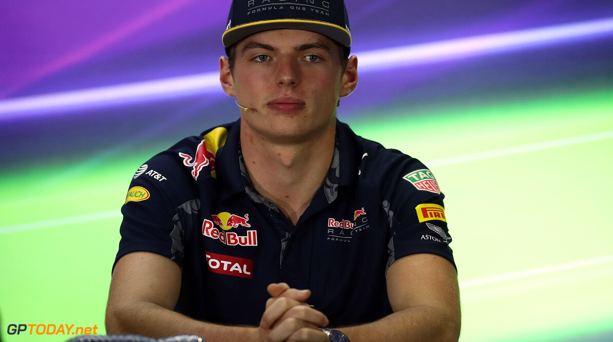 ABU DHABI, UNITED ARAB EMIRATES - NOVEMBER 24:  Max Verstappen of Netherlands and Red Bull Racing talks in the Drivers Press Conference  during previews for the Abu Dhabi Formula One Grand Prix at Yas Marina Circuit on November 24, 2016 in Abu Dhabi, United Arab Emirates.  (Photo by Lars Baron/Getty Images) // Getty Images / Red Bull Content Pool  // P-20161124-00679 // Usage for editorial use only // Please go to www.redbullcontentpool.com for further information. // 
F1 Grand Prix of Abu Dhabi - Previews
Lars Baron
Abu Dhabi
United Arab Emirates

P-20161124-00679