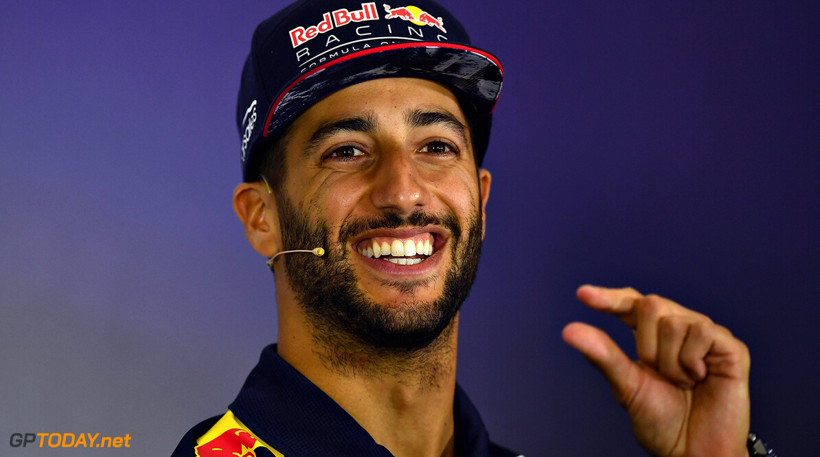 NORTHAMPTON, ENGLAND - JULY 13:  Daniel Ricciardo of Australia and Red Bull Racing in the Drivers Press Conference during previews ahead of the Formula One Grand Prix of Great Britain at Silverstone on July 13, 2017 in Northampton, England.  (Photo by Dan Mullan/Getty Images) // Getty Images / Red Bull Content Pool  // P-20170713-01044 // Usage for editorial use only // Please go to www.redbullcontentpool.com for further information. // 
F1 Grand Prix of Great Britain - Previews
Dan Mullan
Silverstone
United Kingdom

P-20170713-01044
