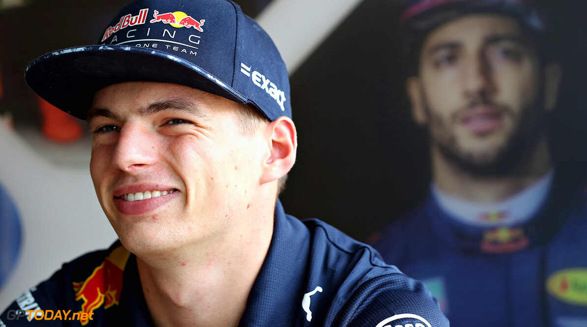 NORTHAMPTON, ENGLAND - JULY 13:  Max Verstappen of Netherlands and Red Bull Racing talks during previews ahead of the Formula One Grand Prix of Great Britain at Silverstone on July 13, 2017 in Northampton, England.  (Photo by Mark Thompson/Getty Images) // Getty Images / Red Bull Content Pool  // P-20170713-01167 // Usage for editorial use only // Please go to www.redbullcontentpool.com for further information. // 
F1 Grand Prix of Great Britain - Previews
Mark Thompson
Silverstone
United Kingdom

P-20170713-01167