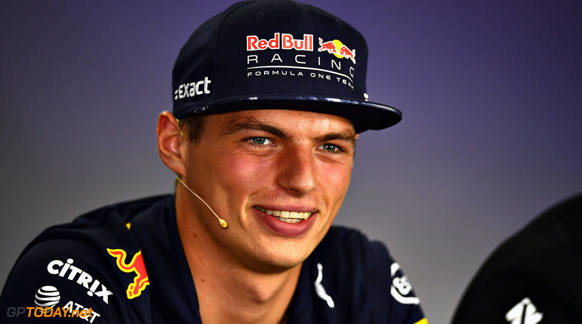 BUDAPEST, HUNGARY - JULY 27:  Max Verstappen of Netherlands and Red Bull Racing talks in the Drivers Press Conference during previews ahead of the Formula One Grand Prix of Hungary at Hungaroring on July 27, 2017 in Budapest, Hungary.  (Photo by Dan Mullan/Getty Images) // Getty Images / Red Bull Content Pool  // P-20170727-00518 // Usage for editorial use only // Please go to www.redbullcontentpool.com for further information. // 
F1 Grand Prix of Hungary - Previews
Dan Mullan
Budapest
Hungary

P-20170727-00518