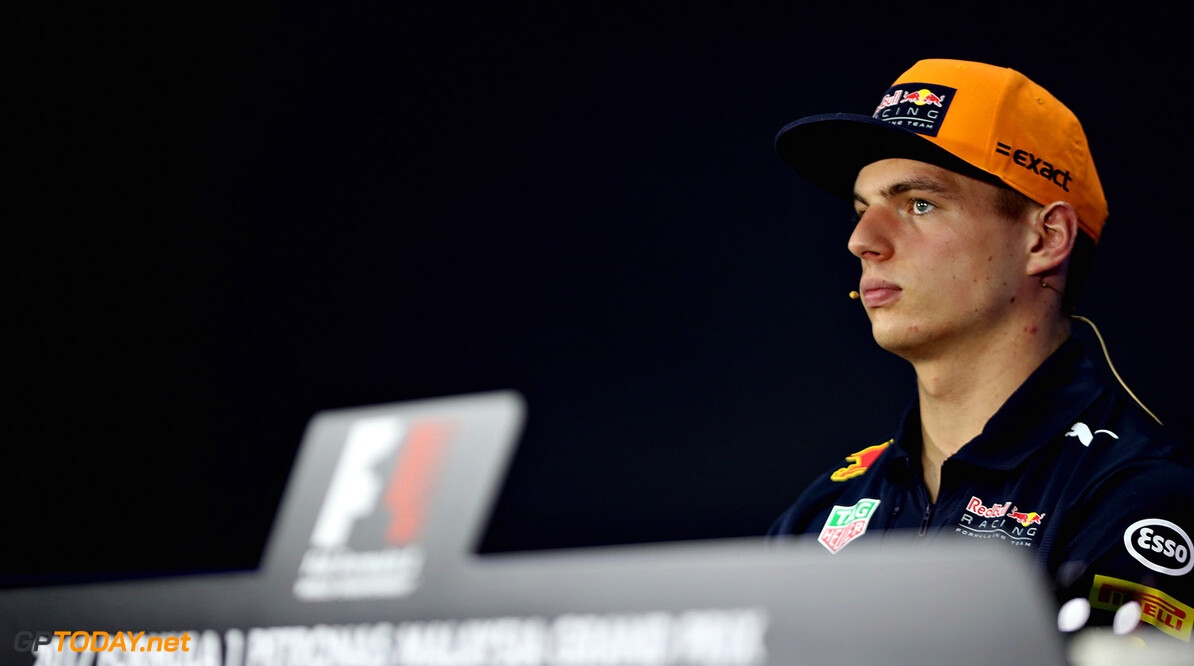 KUALA LUMPUR, MALAYSIA - SEPTEMBER 28:  Max Verstappen of Netherlands and Red Bull Racing in the Drivers Press Conference during previews for the Malaysia Formula One Grand Prix at Sepang Circuit on September 28, 2017 in Kuala Lumpur, Malaysia.  (Photo by Mark Thompson/Getty Images) // Getty Images / Red Bull Content Pool  // P-20170928-00277 // Usage for editorial use only // Please go to www.redbullcontentpool.com for further information. // 
F1 Grand Prix of Malaysia - Previews
Mark Thompson
Sepang
Malaysia

P-20170928-00277