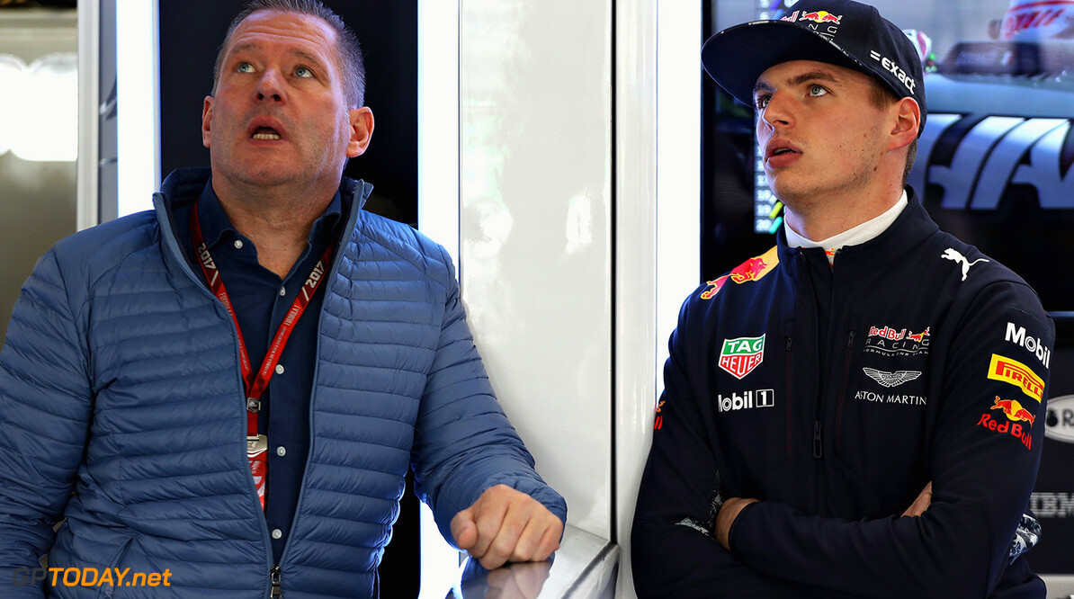 MEXICO CITY, MEXICO - OCTOBER 27:  Max Verstappen of Netherlands and Red Bull Racing talks with father Jos in the Red Bull Racing garage during practice for the Formula One Grand Prix of Mexico at Autodromo Hermanos Rodriguez on October 27, 2017 in Mexico City, Mexico.  (Photo by Mark Thompson/Getty Images) // Getty Images / Red Bull Content Pool  // P-20171027-01723 // Usage for editorial use only // Please go to www.redbullcontentpool.com for further information. // 
F1 Grand Prix of Mexico - Practice
Mark Thompson
Mexico City
Mexico

P-20171027-01723