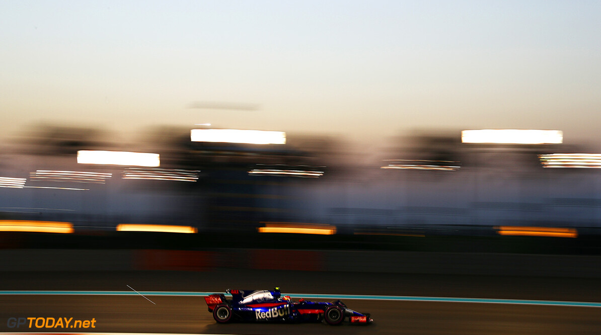 ABU DHABI, UNITED ARAB EMIRATES - NOVEMBER 24: Pierre Gasly of France and Scuderia Toro Rosso drives in the (10) Scuderia Toro Rosso STR12 on track during practice for the Abu Dhabi Formula One Grand Prix at Yas Marina Circuit on November 24, 2017 in Abu Dhabi, United Arab Emirates.  (Photo by Dan Istitene/Getty Images) // Getty Images / Red Bull Content Pool  // P-20171124-01469 // Usage for editorial use only // Please go to www.redbullcontentpool.com for further information. // 
F1 Grand Prix of Abu Dhabi - Practice
Dan Istitene
Abu Dhabi
United Arab Emirates

P-20171124-01469