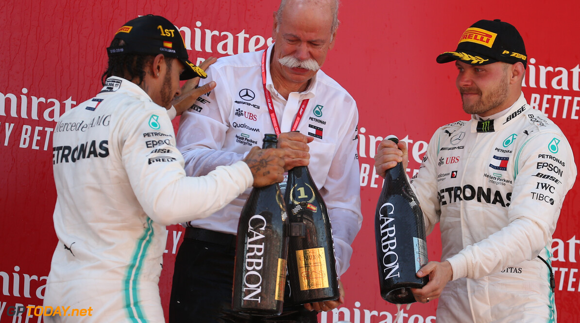Formula One World Championship
1st place Lewis Hamilton (GBR) Mercedes AMG F1 W10, 2nd Valtteri Bottas (FIN) Mercedes AMG F1 and Dr. Dieter Zetsche (GER) as Daimler AG CEO.
12.05.2019. Formula 1 World Championship, Rd 5, Spanish Grand Prix, Barcelona, Spain, Race Day.
- www.xpbimages.com, EMail: requests@xpbimages.com - copy of publication required for printed pictures. Every used picture is fee-liable. (C) Copyright: Batchelor / XPB Images
Motor Racing - Formula One World Championship - Spanish Grand Prix - Race Day - Barcelona, Spain
XPB Images
Barcelona
Spain

Formel1 Formel F1 Formula 1 Formula1 GP Grand Prix one Circuit de Catalunya May Spanish Spain Montmelo Sunday 12 05 5 2019 Podium Portrait