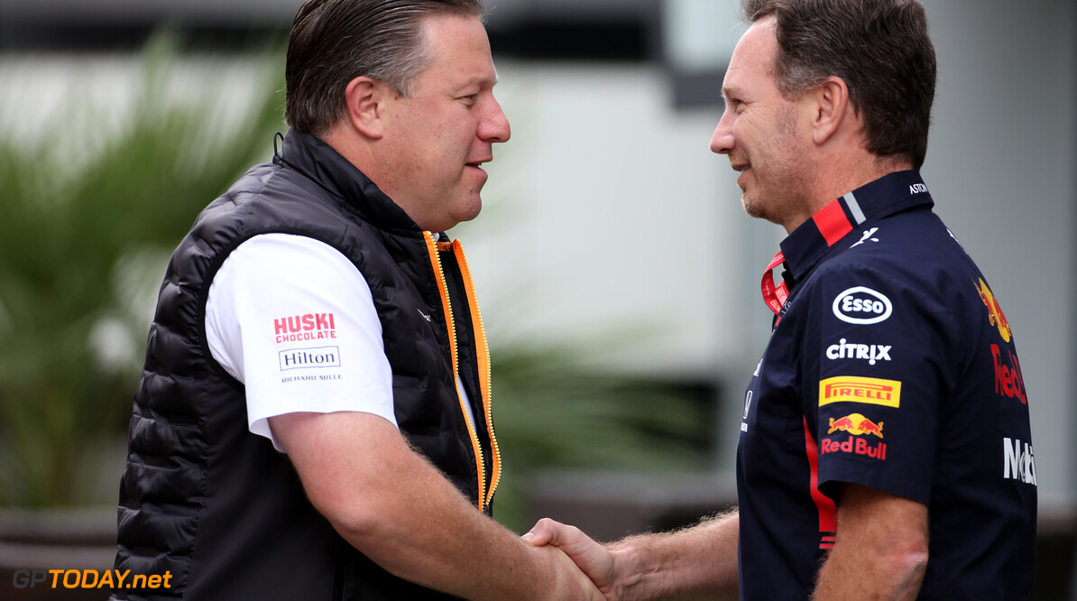 Formula One World Championship
Zak Brown (USA), McLaren F1 Team Executive Director and Christian Horner (GBR), Red Bull Racing Team Principal  
28.09.2019. Formula 1 World Championship, Rd 16, Russian Grand Prix, Sochi Autodrom, Sochi, Russia, Qualifying Day.
- www.xpbimages.com, EMail: requests@xpbimages.com - copy of publication required for printed pictures. Every used picture is fee-liable. (C) Copyright: Charniaux / XPB Images
Motor Racing - Formula One World Championship - Russian Grand Prix - Qualifying Day - Sochi, Russia
XPB Images
Sochi
Russia

Formel1 Formel F1 Formula 1 Formula1 GP Grand Prix one Russia Russian Sochi Sochi Autodrom Sochi Autodrome Autodrome Autodrom Saturday September 28 09 9 2019 Portrait