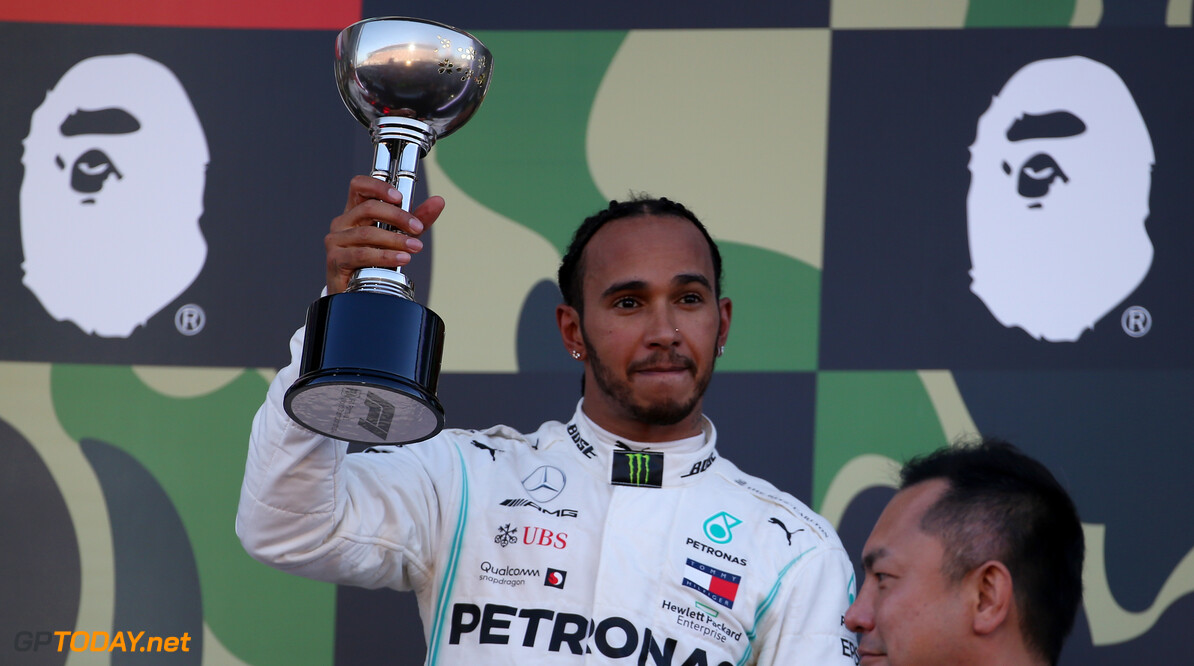Formula One World Championship
3rd place Lewis Hamilton (GBR) Mercedes AMG F1 W10.
13.10.2019. Formula 1 World Championship, Rd 17, Japanese Grand Prix, Suzuka, Japan, Race Day.
- www.xpbimages.com, EMail: requests@xpbimages.com - copy of publication required for printed pictures. Every used picture is fee-liable. (C) Copyright: Batchelor / XPB Images
Motor Racing - Formula One World Championship - Japanese Grand Prix - Race Day - Suzuka, Japan
XPB Images
Suzuka
Japan

Formel1 Formel F1 Formula 1 Formula1 GP Grand Prix one Suzuka Circuit Japan Japanese Sunday October 13 10 2019 Podium Portrait