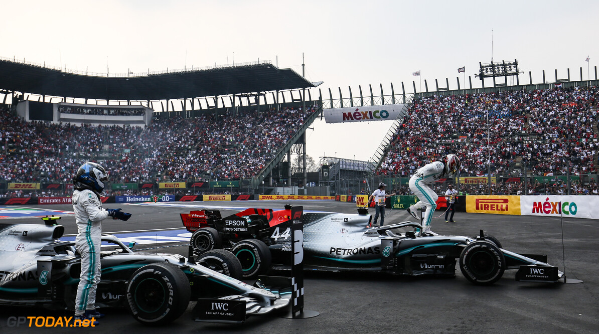 Formula One World Championship
Lewis Hamilton (GBR), Mercedes AMG F1  and Valtteri Bottas (FIN), Mercedes AMG F1 
27.10.2019. Formula 1 World Championship, Rd 18, Mexican Grand Prix, Mexico City, Mexico, Race Day.
- www.xpbimages.com, EMail: requests@xpbimages.com (C) Copyright: Charniaux / XPB Images
Motor Racing - Formula One World Championship - Mexican Grand Prix - Race Day - Mexico City, Mexico
XPB Images
Mexico City
Mexico

Formel1 Formel F1 Formula 1 Formula1 GP Grand Prix Mexico Mexico City Mexican Autodromo Hermanos Sunday October 27 10 2019 Podium Portrait