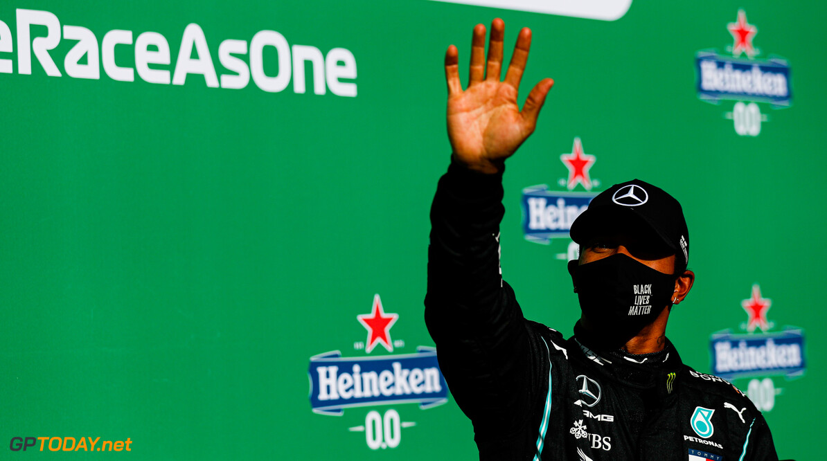 Hamilton wint GP in Portugal en pakt record, Max Verstappen weer op het podium