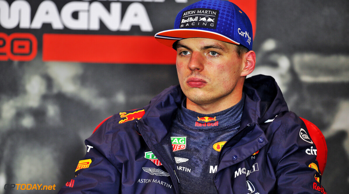 IMOLA, ITALY - OCTOBER 31: Third place qualifier Max Verstappen of Netherlands and Red Bull Racing talks in a press conference after qualifying ahead of the F1 Grand Prix of Emilia Romagna at Autodromo Enzo e Dino Ferrari on October 31, 2020 in Imola, Italy. (Photo by Russell Batchelor - Pool/Getty Images) // Getty Images / Red Bull Content Pool  // SI202010310483 // Usage for editorial use only // 
F1 Grand Prix of Emilia Romagna - Practice & Qualifying




SI202010310483