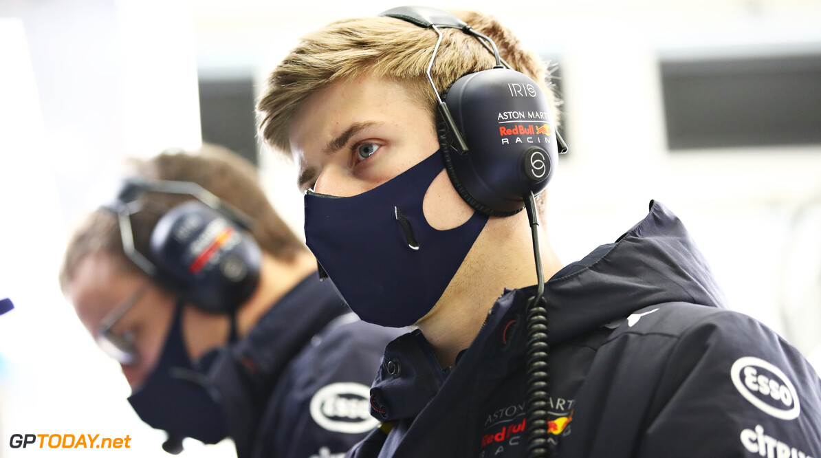 ISTANBUL, TURKEY - NOVEMBER 13: Juri Vips of Estonia and Red Bull Racing looks on in the garage during practice ahead of the F1 Grand Prix of Turkey at Intercity Istanbul Park on November 13, 2020 in Istanbul, Turkey. (Photo by Bryn Lennon/Getty Images) // Getty Images / Red Bull Content Pool  // SI202011130225 // Usage for editorial use only // 
F1 Grand Prix of Turkey - Practice




SI202011130225
