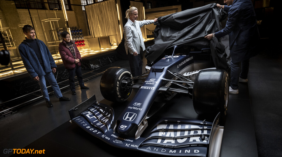 Yuki Tsunoda of Japan and Pierre Gasly of France seen during the Suderia AlphaTauri AT02 Livery Reveal 2021 - Fashion meets Formula 1 in Salzburg, Austria on February 15, 2021. // Joerg Mitter / Red Bull Content Pool // SI202102180273 // Usage for editorial use only // 
Yuki Tsunoda and Pierre Gasly




SI202102180273
