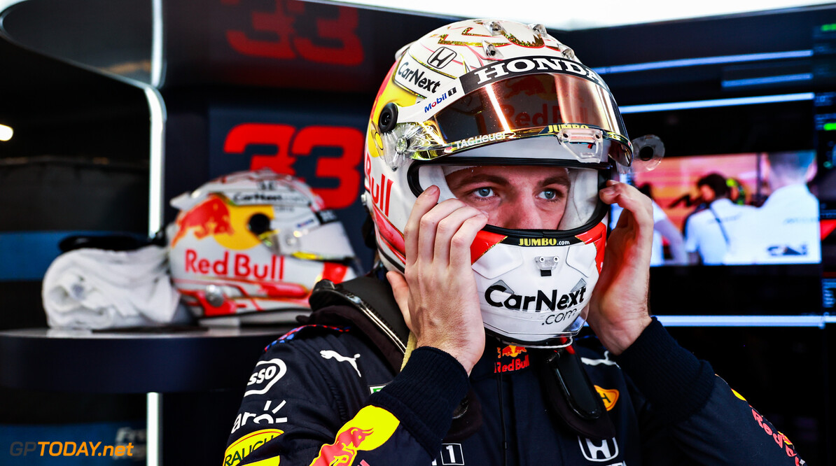 BARCELONA, SPAIN - MAY 08: Max Verstappen of Netherlands and Red Bull Racing prepares to drive in the garage during final practice for the F1 Grand Prix of Spain at Circuit de Barcelona-Catalunya on May 08, 2021 in Barcelona, Spain. (Photo by Mark Thompson/Getty Images) // Getty Images / Red Bull Content Pool  // SI202105080190 // Usage for editorial use only // 
F1 Grand Prix of Spain - Final Practice




SI202105080190