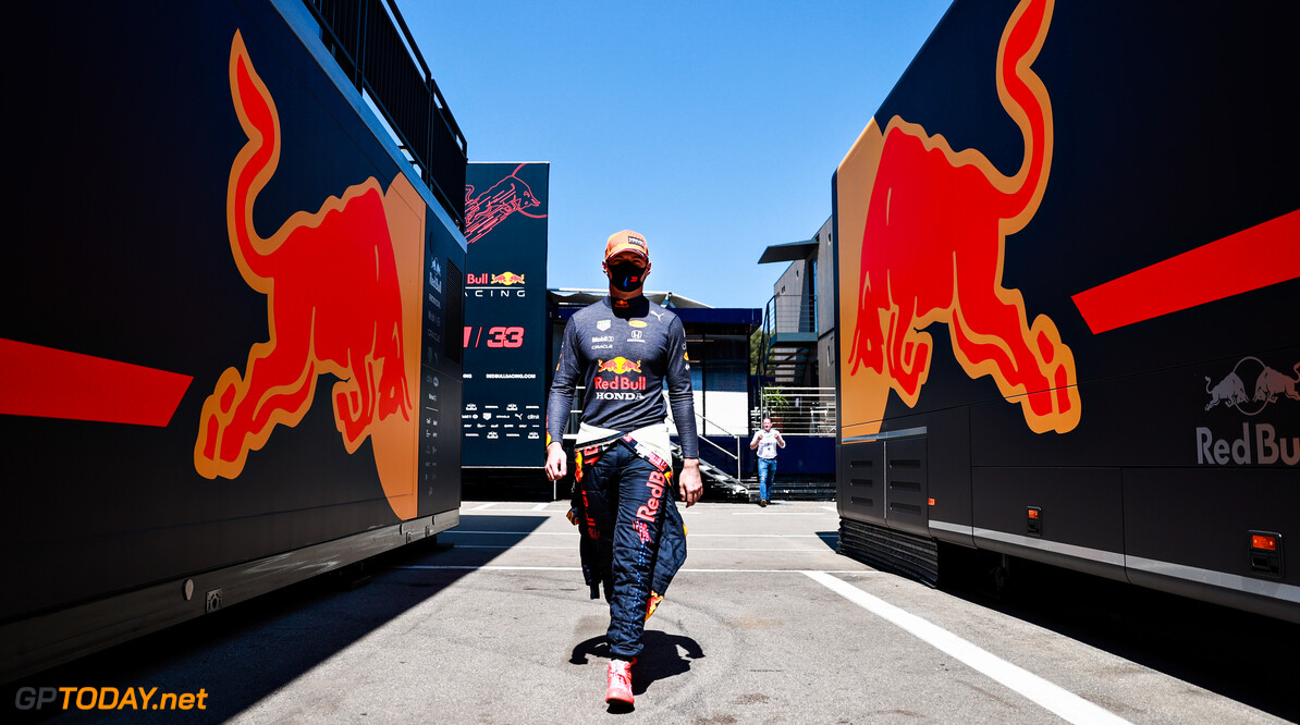 BARCELONA, SPAIN - MAY 08: Max Verstappen of Netherlands and Red Bull Racing walks in the Paddock during final practice for the F1 Grand Prix of Spain at Circuit de Barcelona-Catalunya on May 08, 2021 in Barcelona, Spain. (Photo by Mark Thompson/Getty Images) // Getty Images / Red Bull Content Pool  // SI202105080194 // Usage for editorial use only // 
F1 Grand Prix of Spain - Final Practice




SI202105080194