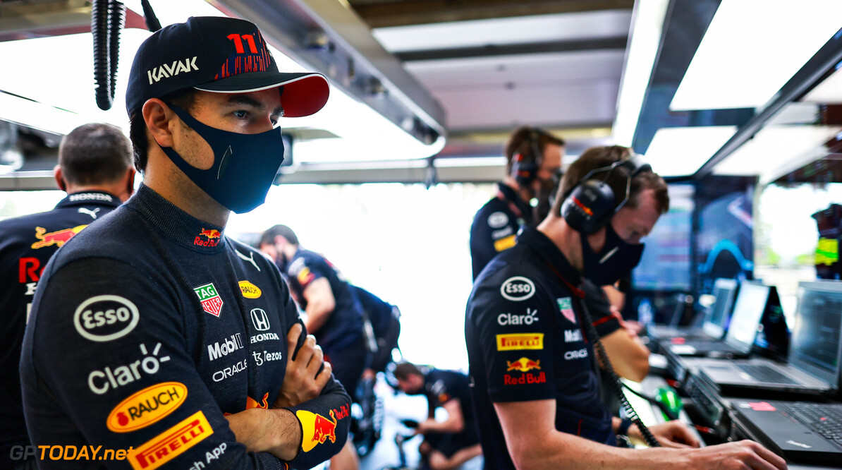 BAKU, AZERBAIJAN - JUNE 04: Sergio Perez of Mexico and Red Bull Racing prepares to drive in the garage during practice ahead of the F1 Grand Prix of Azerbaijan at Baku City Circuit on June 04, 2021 in Baku, Azerbaijan. (Photo by Mark Thompson/Getty Images) // Getty Images / Red Bull Content Pool  // SI202106040126 // Usage for editorial use only // 
F1 Grand Prix of Azerbaijan - Practice




SI202106040126