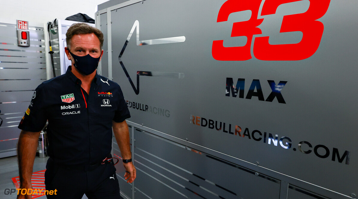 BAKU, AZERBAIJAN - JUNE 04: Red Bull Racing Team Principal Christian Horner walks in the garage during practice ahead of the F1 Grand Prix of Azerbaijan at Baku City Circuit on June 04, 2021 in Baku, Azerbaijan. (Photo by Mark Thompson/Getty Images) // Getty Images / Red Bull Content Pool  // SI202106040217 // Usage for editorial use only // 
F1 Grand Prix of Azerbaijan - Practice




SI202106040217